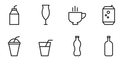 set di icone di bevande. stile icona linea. adatto per l'icona della bevanda. design semplice modificabile. vettore del modello di progettazione