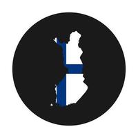 siluetta della mappa della finlandia con bandiera su sfondo nero vettore
