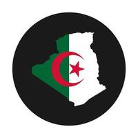 sagoma mappa algeria con bandiera su sfondo nero vettore