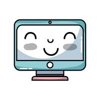 Kawaii carino monitor felice schermo vettore
