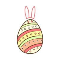 uovo con orecchie di coniglio su sfondo bianco. Buona Pasqua. icona. illustrazione vettoriale. vettore