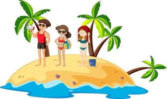 isola tropicale con persone in vacanza vettore