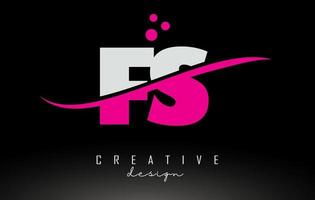 fs fs logo lettera bianca e rosa con swoosh. vettore