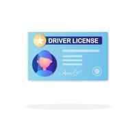 carta della patente di guida con foto isolata su sfondo bianco. documento d'identità per la guida dell'auto. design piatto vettoriale