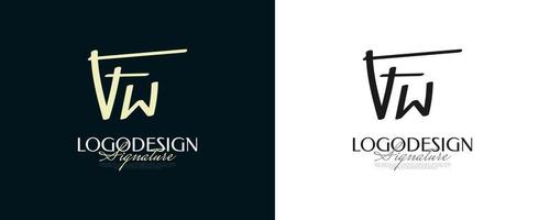 design del logo iniziale f e w in uno stile di scrittura elegante e minimalista. logo o simbolo della firma fw per matrimonio, moda, gioielli, boutique e identità aziendale vettore