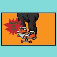 illustrazione dei pantaloni a vita bassa di skateboard del fumetto vettore