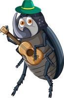 uno scarabeo che suona il personaggio dei cartoni animati di chitarra vettore