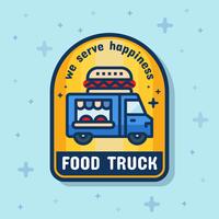 Banner distintivo di servizio camion di cibo. Illustrazione vettoriale