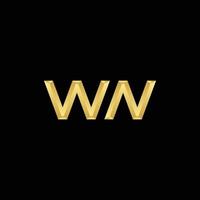 lettera iniziale dorata wn logo design vector
