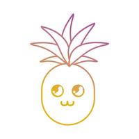 linea kawaii cute happy ananas fruit vettore