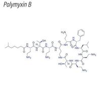 formula scheletrica vettoriale della polimixina b. molecola chimica del farmaco.