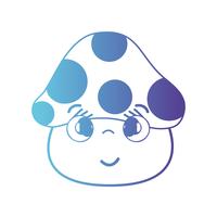 linea kawaii simpatica pianta di funghi felice vettore