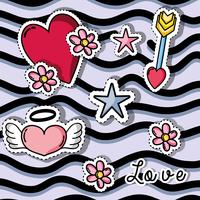 patch design con San Valentino simbolo dell&#39;amore vettore