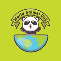 simpatico personaggio dei cartoni animati di panda nella giornata mondiale degli animali vettore