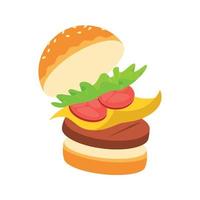 vettore di design piatto hamburger isolato su sfondo bianco