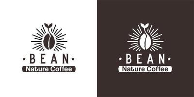 illustrazione logo grafica vettoriale di lucentezza chicco di caffè che cresce con la piccola foglia adatta per coltivatore di chicchi di caffè, negozio, caffetteria, caffetteria, polvere di caffè, giardino del caffè. caffè prodotto naturale