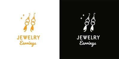 illustrazione grafica vettoriale di orecchino di gioielli in oro buono per il logo vintage del prodotto di gioielleria