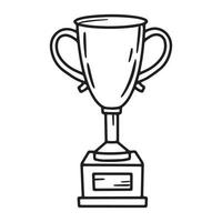 coppa del trofeo e premio per il primo posto nel campionato, icona lineare in stile doodle vettore