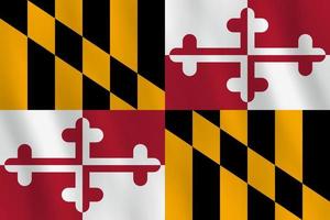 bandiera dello stato del Maryland con effetto sventolante, proporzione ufficiale. vettore