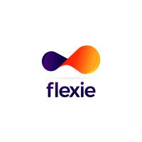 Logo flessibile viola e arancione vettore