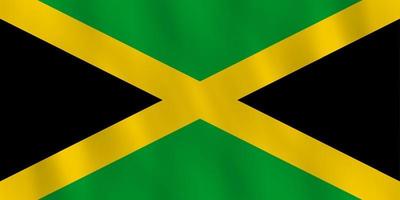 bandiera della giamaica con effetto sventolante, proporzione ufficiale. vettore