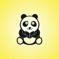 panda con disegno di marchio di vettore del libro