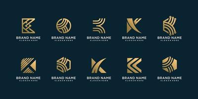 collezione di logo lettera k per azienda con vettore premium idea unica dorata