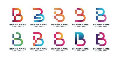 collezione di logo lettera b con vettore premium moderno, sfumato, azienda, colore, tecnologia, consulenza e business