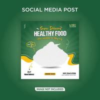 banner di social media di cibo super sano vettore