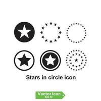 inizia nell'icona del cerchio. stelle in cerchio icona illustrazione vettoriale graphic design