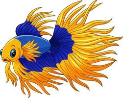 cartone animato pesce combattente siamese oro e blu vettore