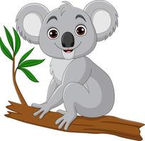simpatico cartone animato koala seduto su un ramo di albero