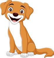 cartone animato cane felice su sfondo bianco vettore