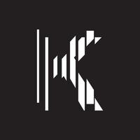 k logo astratto con illustrazione del design effetto fetta vettore