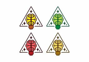 illustrazione piatta colorata del cervello della lampadina a forma di triangolo vettore