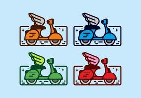 illustrazione piatta colorata di scooter con le ali vettore