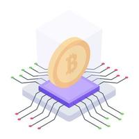 un design dell'icona isometrica di un server bitcoin vettore