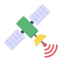 satellite artificiale in icona piatta, vettore modificabile
