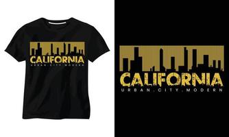 design della maglietta tipografia minimalista moderna della città urbana della california vettore