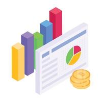 icona isometrica del rapporto sulla produttività, efficienza aziendale vettore