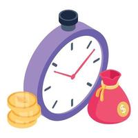 periodo finanziario, l'icona isometrica del tempo è denaro vettore