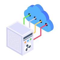 una moderna icona isometrica del database cloud vettore