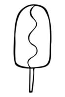 illustrazione di gelato disegnata a mano vettoriale isolata su sfondi bianchi. clipart di dessert carino. per stampa, web, design, arredamento, logo.