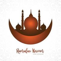 ramadan kareem luna islamica e sfondo della cartolina d'auguri della moschea vettore