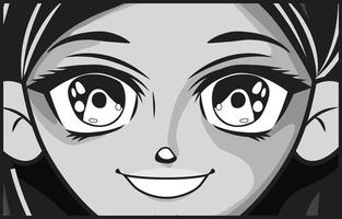 design sorridente ragazza anime vettore