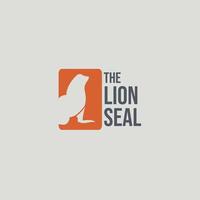 l'ispirazione per il design del logo della foca del leone. sagoma logo sigillo leone modello. illustrazione vettoriale