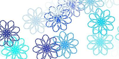 modello di doodle vettoriale azzurro con fiori.