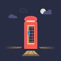 Cabina telefonica di Londra in stile retrò vintage vettore