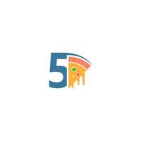numero 5 con pizza icona logo vettoriale