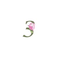 numero 3 con modello vettoriale logo icona rosa